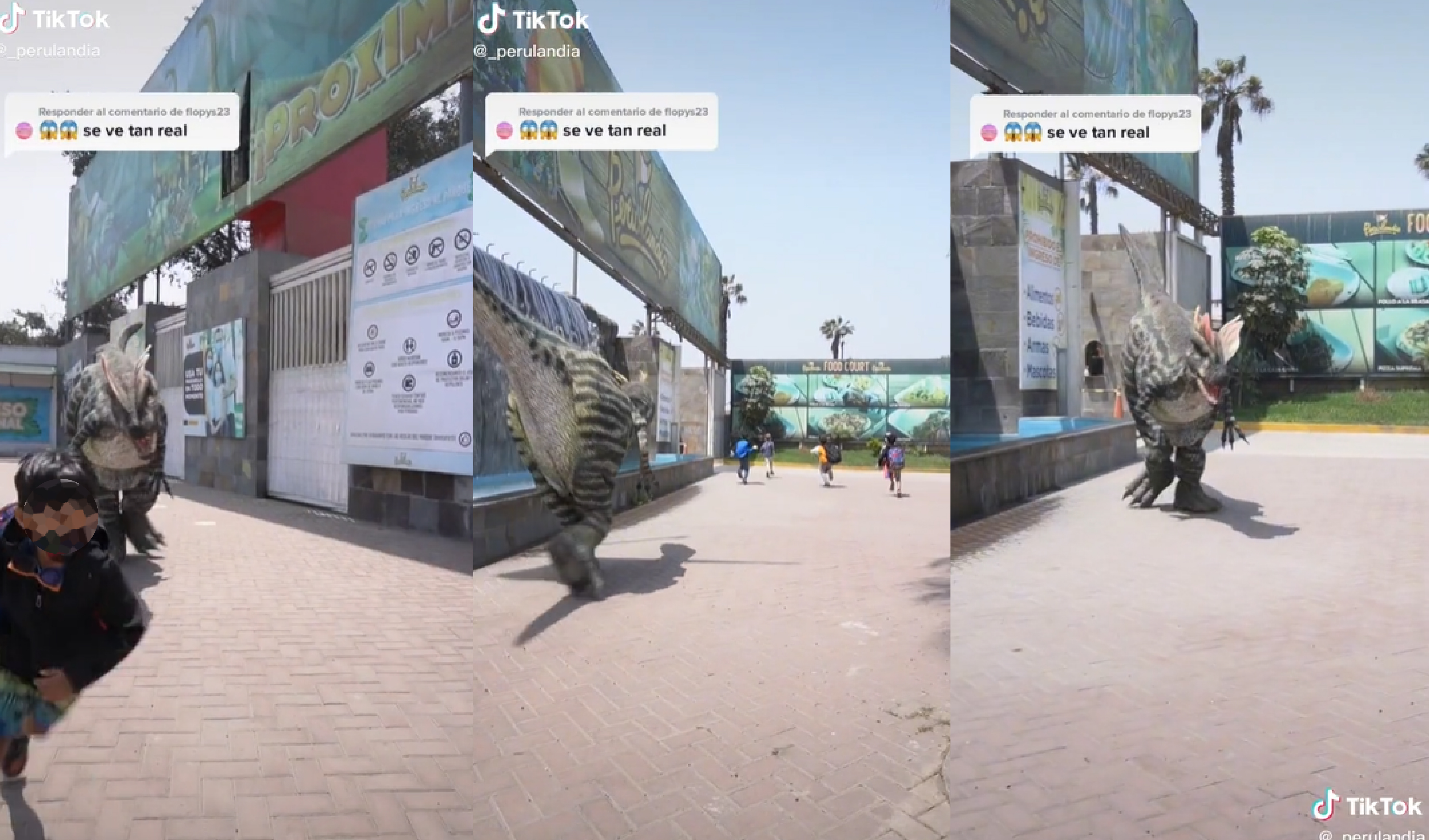Los disfraces de dinosaurios han cautivado a los usuarios de las redes sociales. Foto: captura de TikTok