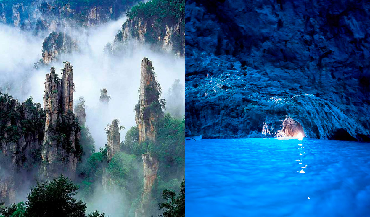 Las montañas Tianzi y la Gruta Azul son dos de los lugares que te sorprenderán con su belleza. Foto: composición/Flickr
