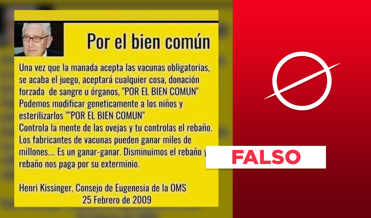 Es falsa la supuesta cita de Henry Kissinger sobre las “vacunas  obligatorias”