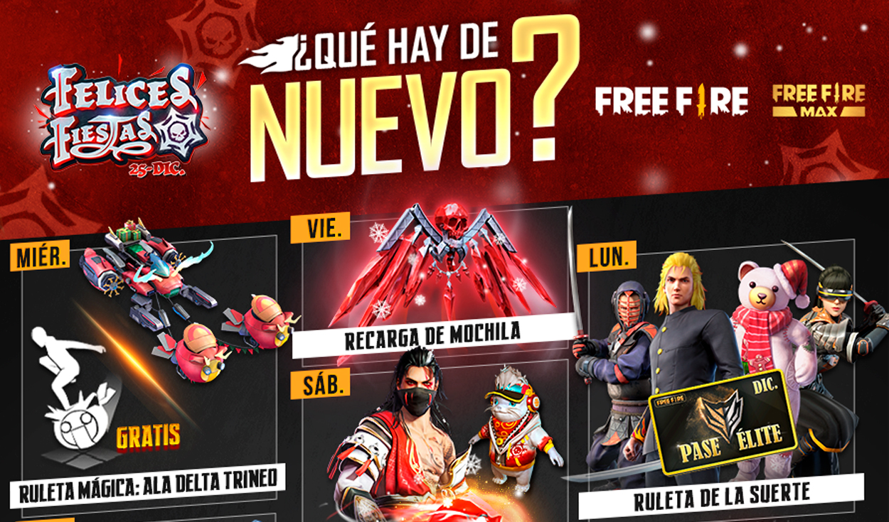 Garena Free Fire: códigos de HOY, martes 12 de diciembre para