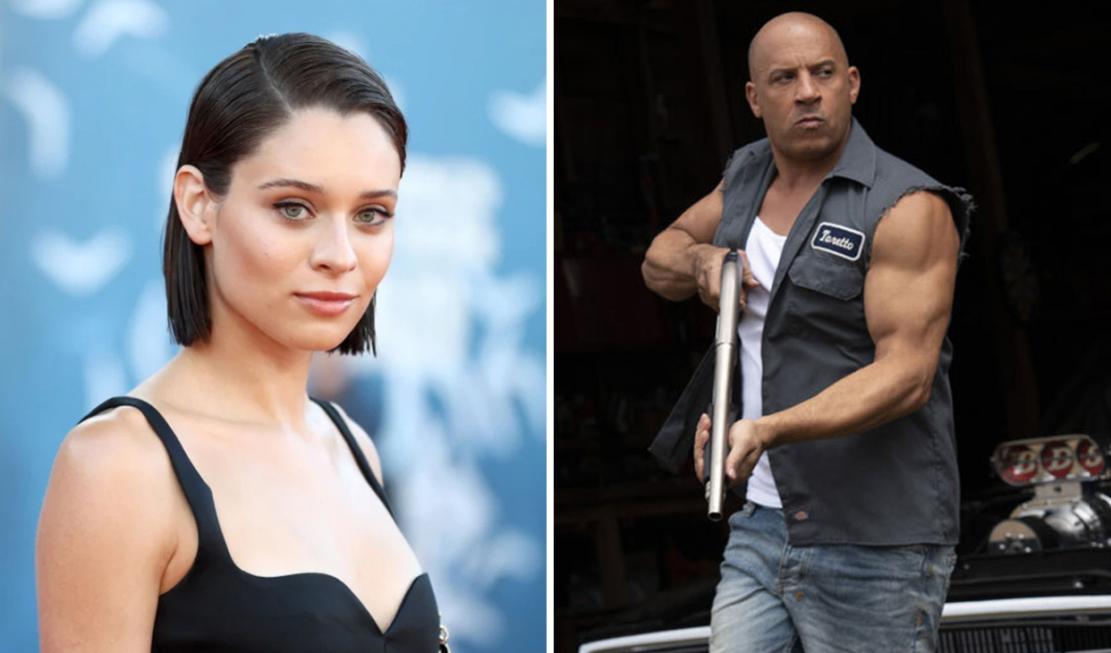 Portuguesa Daniela Melchior ao lado de Vin Diesel e Jason Momoa no