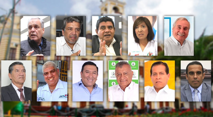 En el proceso electoral 2022 participarán 11 candidatos de las diferentes organizaciones políticas que aspiran el sillón municipal de Chiclayo. Foto: composición de Pedro Salazar/ LR