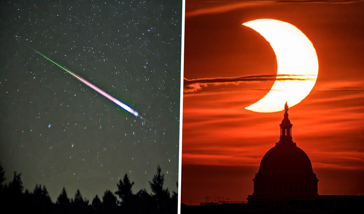 La lluvia de estrellas Oriónidas y un eclipse parcial de sol serán los principales eventos astronómicos de este mes de octubre de 2022. Foto: composición La República / University of Arkansas / NASA
