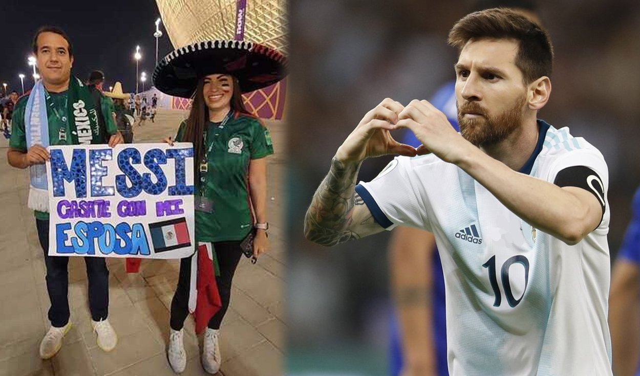 Una pareja mexicana le mandó un particular pedido a Lionel Messi a través de un cartel. Foto: composición LR/ Carlos Salinas/ Líbero
