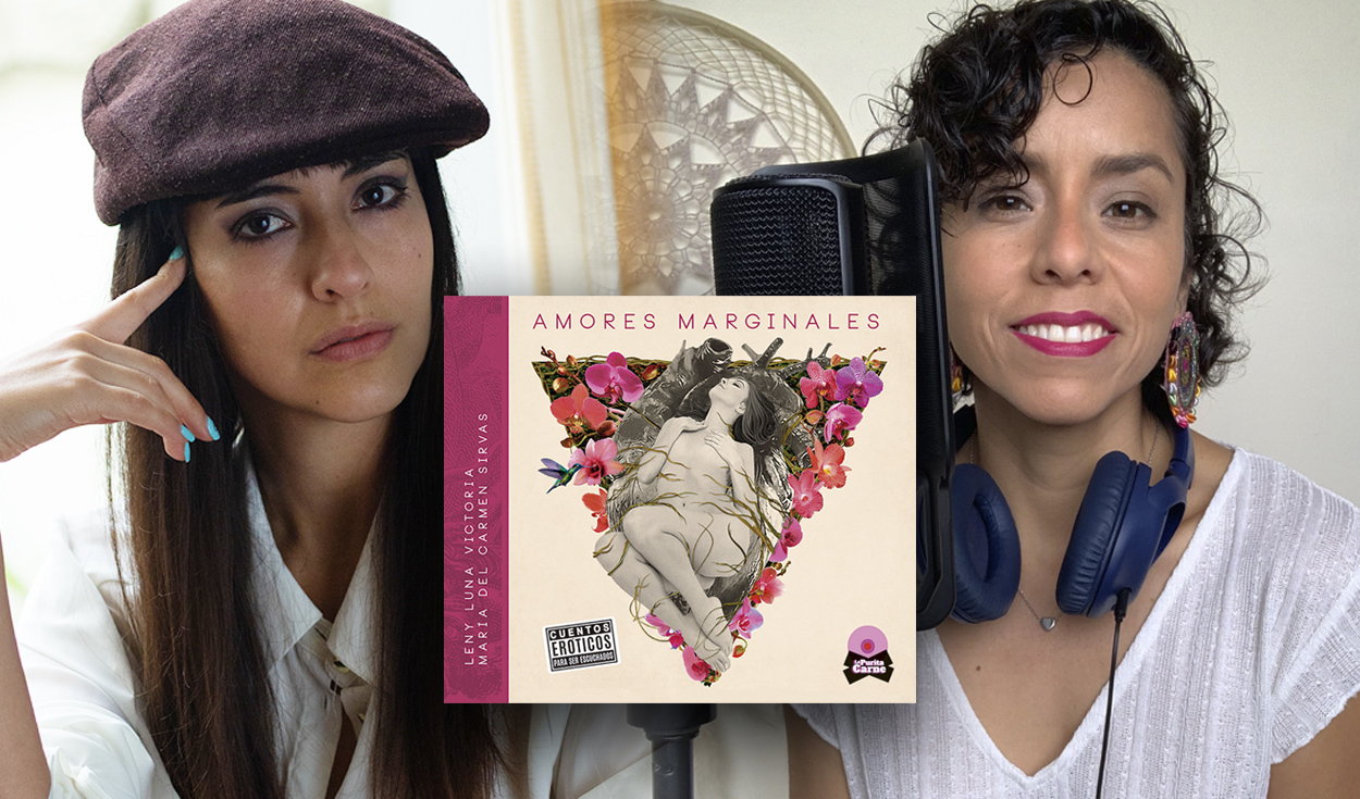 "Amores marginales", un libro de microcuentos escritos por María del Carmen Sirvas y Leny Luna Victoria. Foto: composición LR / Madrépora / Colección La Purita Carne