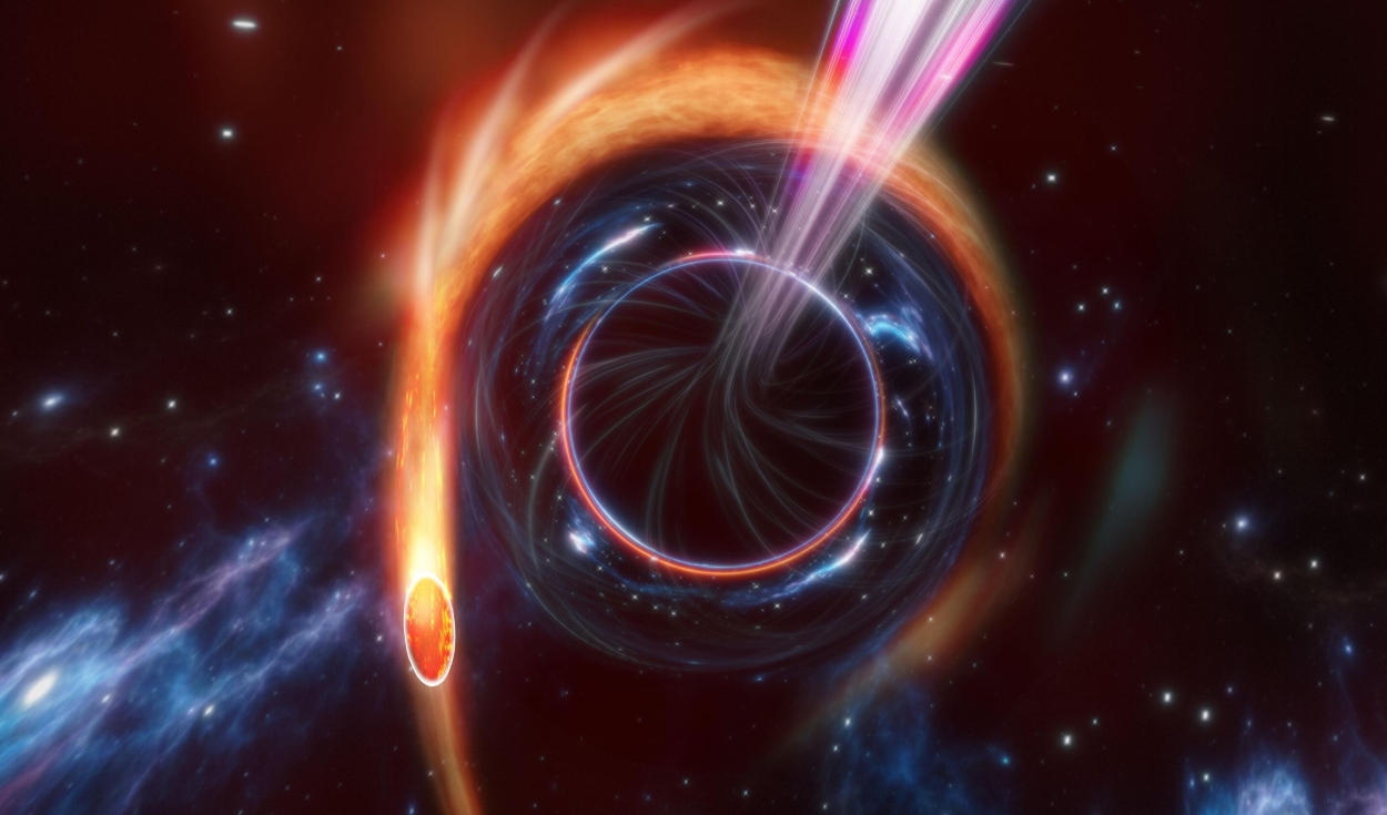Los agujeros negros expulsan restos de materia cuando consumen estrellas que se encuentran en su horizonte de eventos. Foto: Carl Knox-OzGrav / Swinburne University of Technology