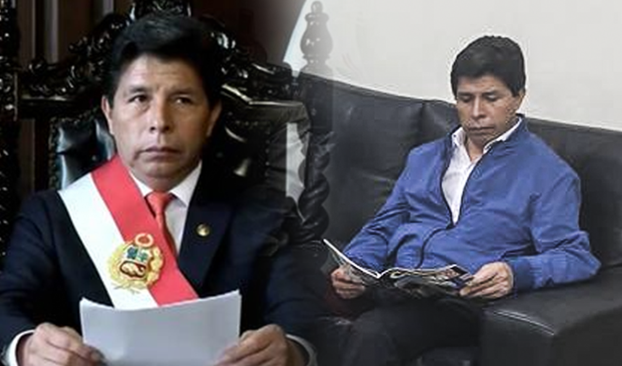 Castillo pasó de ser el presidente del Perú a estar detenido en una sede policial. Foto: Composición de Fabrizio Oviedo/La República