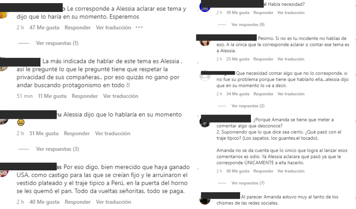 Netizens did not miss Amanda Dudamel's comment to Miss Peru.  Photo: Instagram