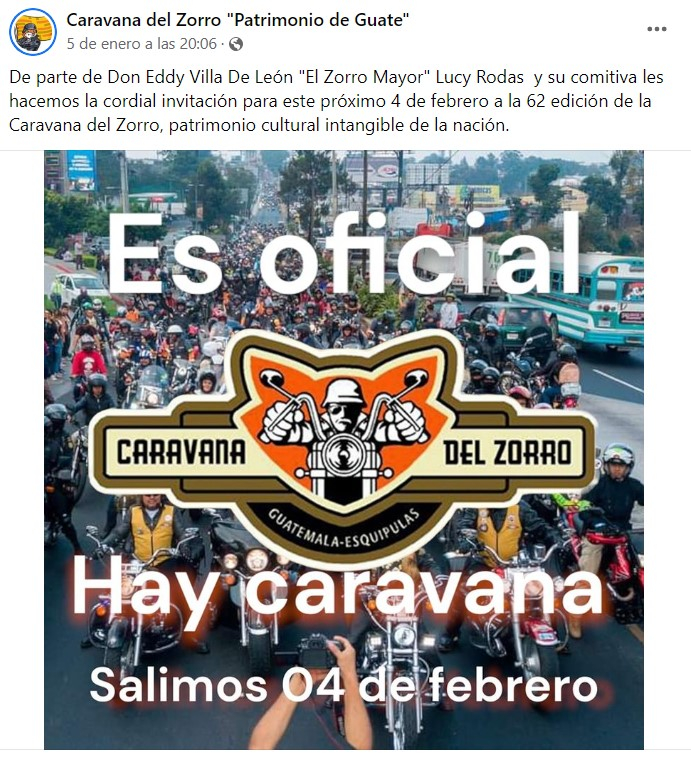 Caravana del zorro 2023 en Guatemala a qu hora sale y cu l es el