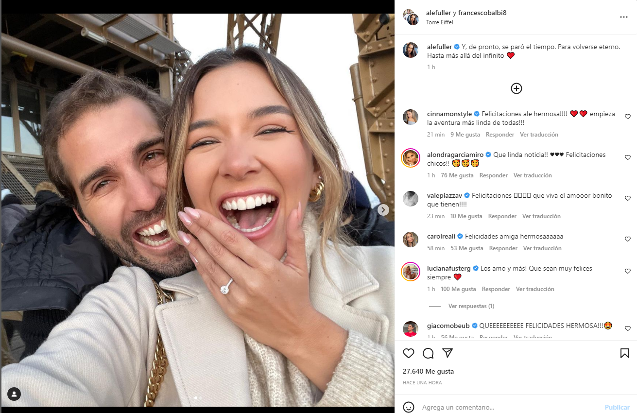 Ale Fuller: quién es su novio Francesco Balbi, que le acaba de pedir la  mano en la torre Eiffel | Alessandra Fuller | Instagram | biografía | boda  de Ale Fuller FOTOS | Farándula | La República