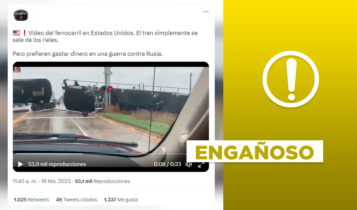 No, este video no muestra el descarrilamiento de un tren en Estados Unidos  en febrero de 2023