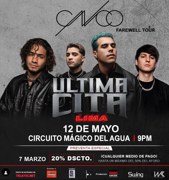 CNCO in Peru 2023: prices, how and where to buy pre-sale tickets by