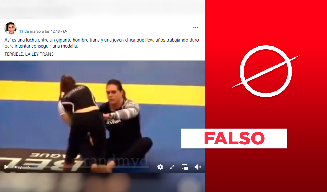 No, este video no muestra el enfrentamiento entre una “mujer trans” y una  joven en un torneo de Jiu Jitsu