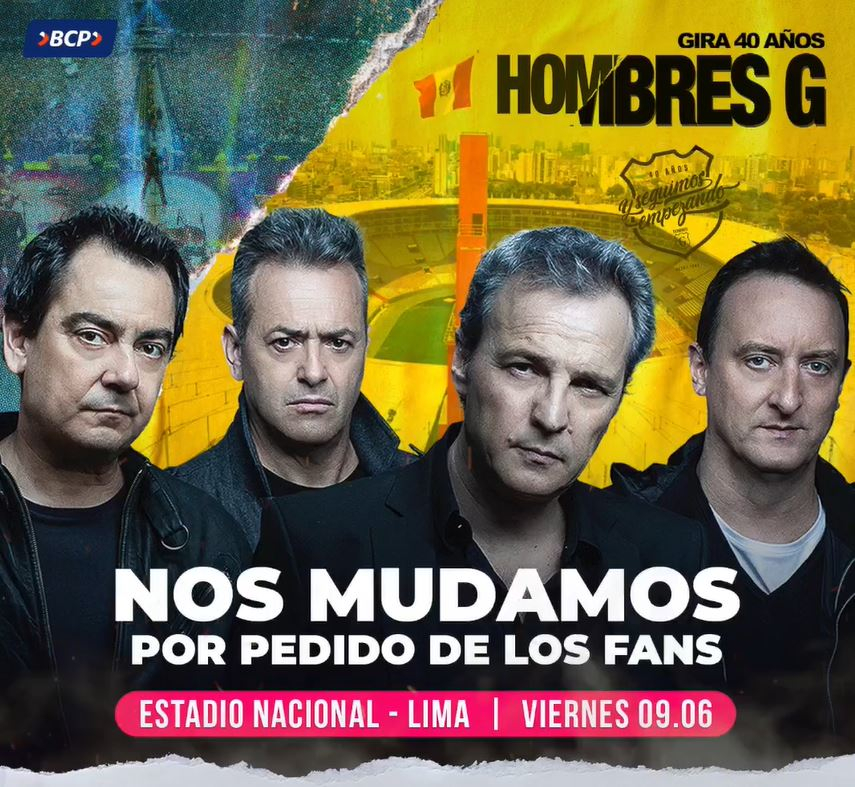 New location! Hombres G concert will be at the National Stadium at the