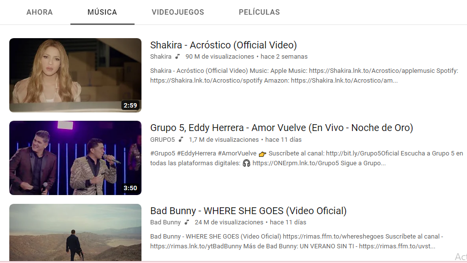 New song by Grupo 5 entered the top 5 on YouTube and seeks to dethrone Shakira