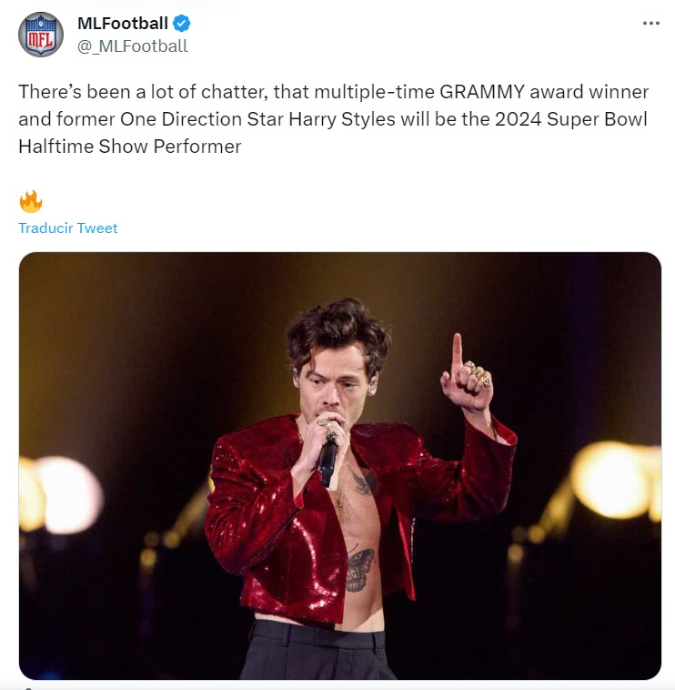Harry Styles would lead the halftime of the Super Bowl 2024, indicate