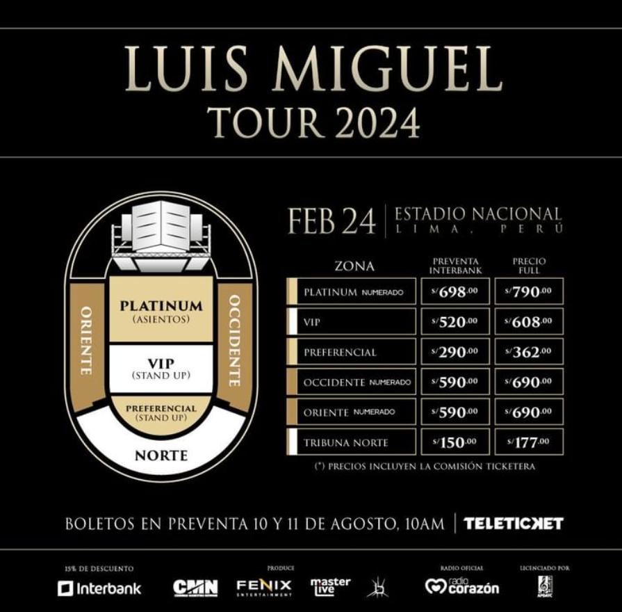 Luis Miguel in Lima [ENTRADAS] when the presale starts, prices and