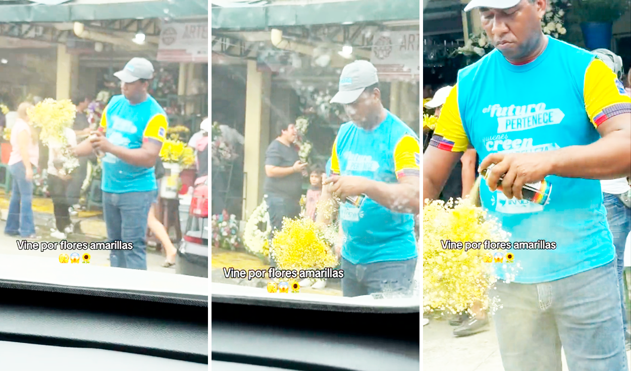 Joven sale a comprar FLORES AMARILLAS y descubre a vendedor pintándolas con  SPRAY