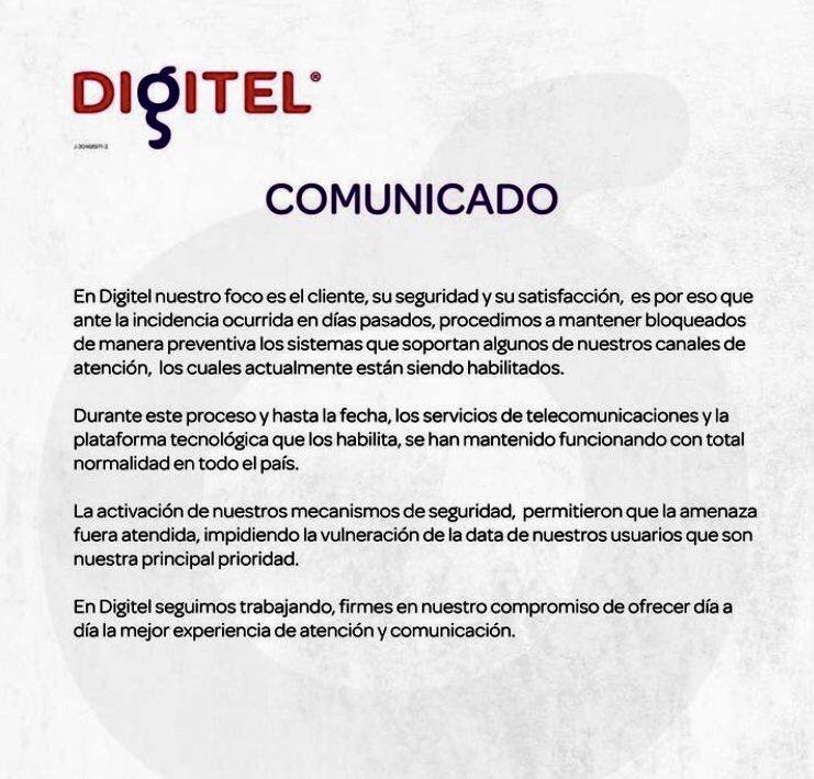 Mensaje de outlet voz digitel