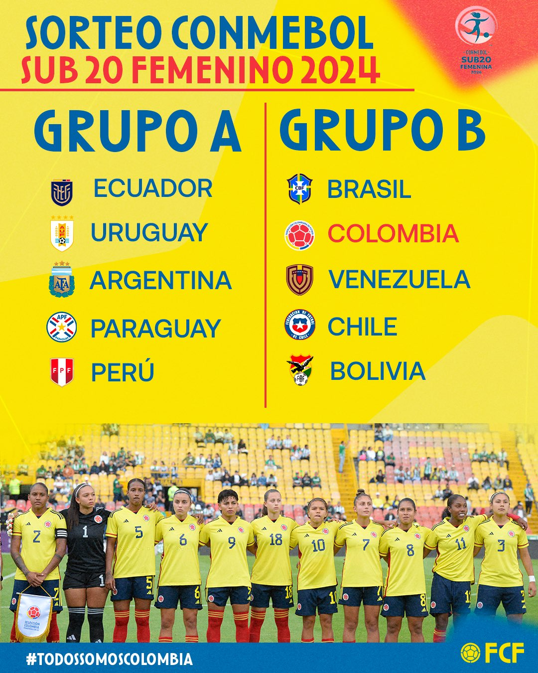 Fixture de Colombia en el Sudamericano Sub20 Femenino 2024 cuándo