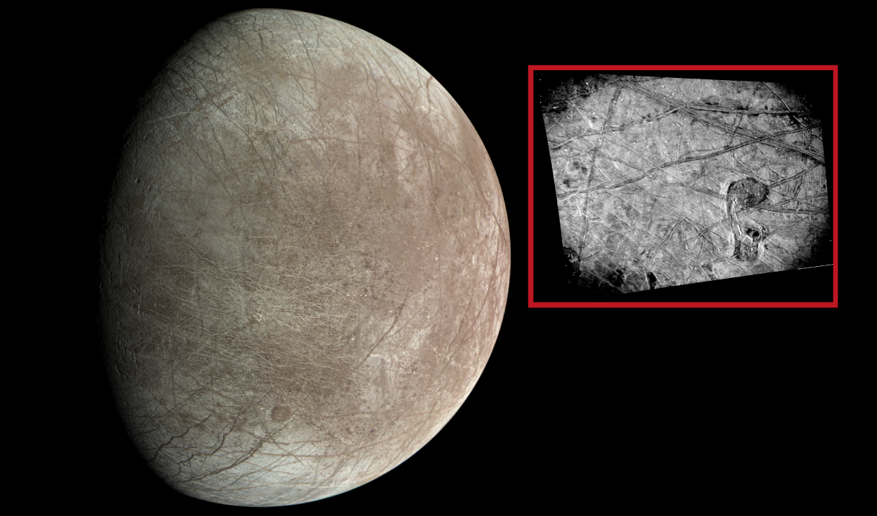 
                                 NASA muestra fotos inéditas de Europa, la luna de Júpiter, captadas por la sonda Juno 
                            