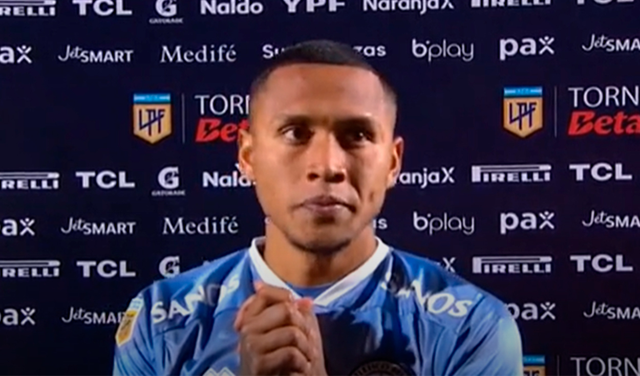 
                                 El incómodo momento que vivió Bryan Reyna durante entrevista tras anotar 2 goles con Belgrano 
                            