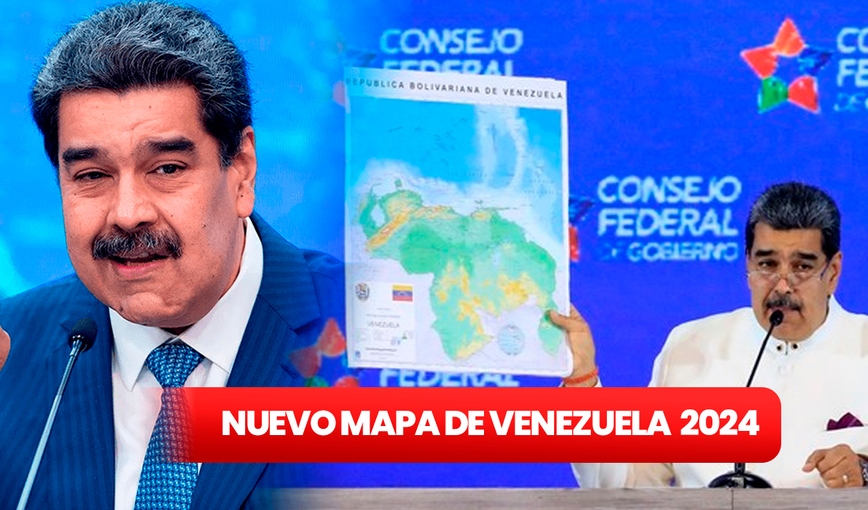 
                                 Así será el 'nuevo MAPA de Venezuela' que incluye a Guayana Esequiba, según Nicolás Maduro 
                            