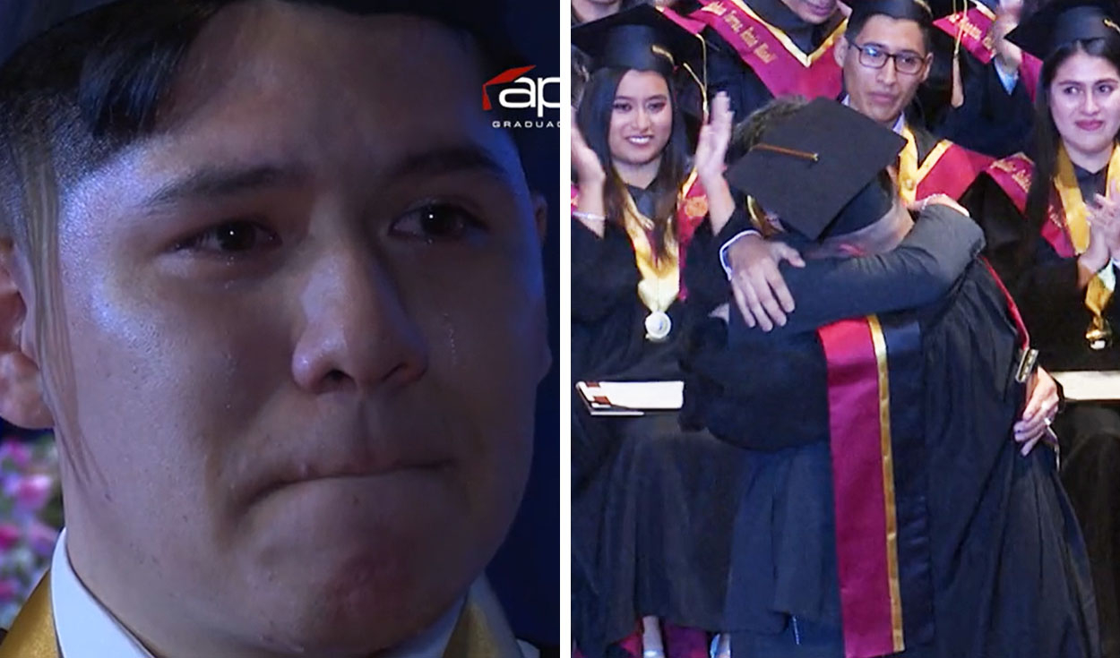 
                                 Alumno de la UNMSM fue sorprendido en su graduación por su padre que llegó desde España: “Lloramos todos” 
                            