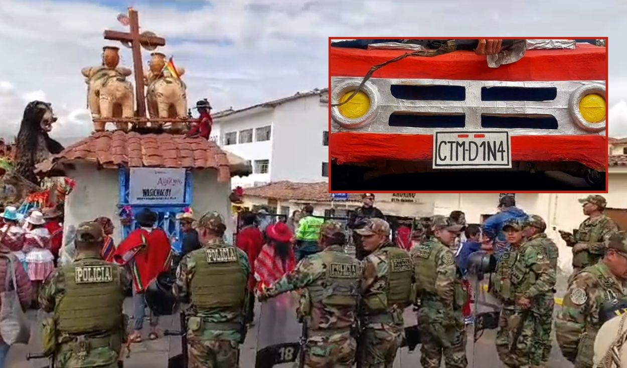 
                                 Cusco: Denuncian censura de la PNP en desfile de alegorías por mensaje alusivo a Dina Boluarte 
                            