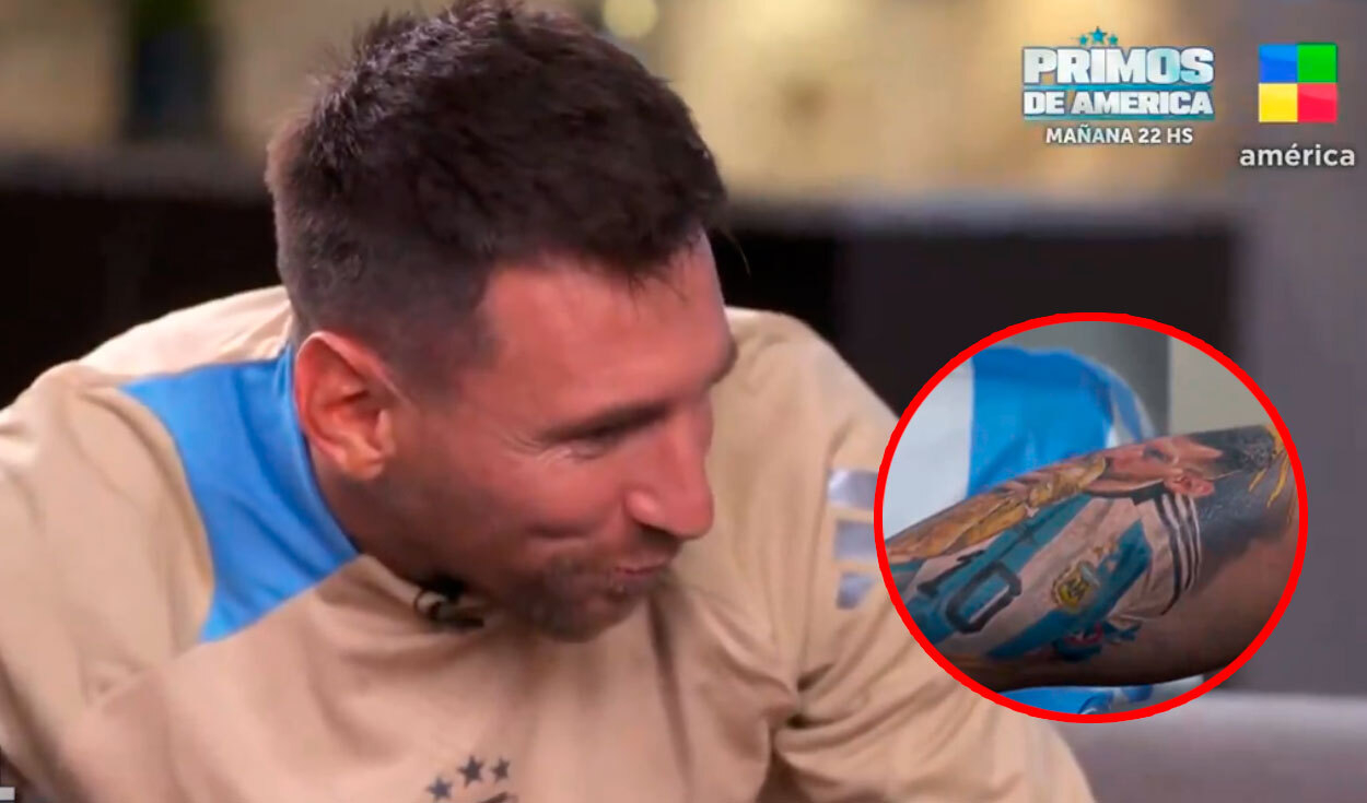
                                 La sorpresiva reacción de Lionel Messi al ver que un periodista se tatuó su rostro en la pierna 
                            