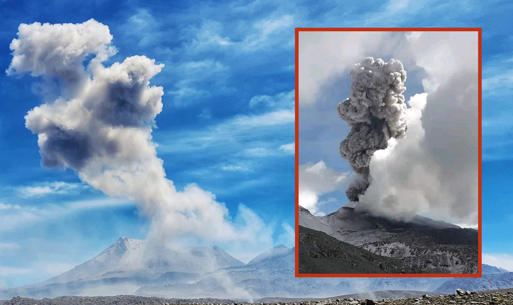 
                                 Volcán Sabancaya de Arequipa en alerta naranja: estricta vigilancia por registrar 33 explosiones diarias 
                            