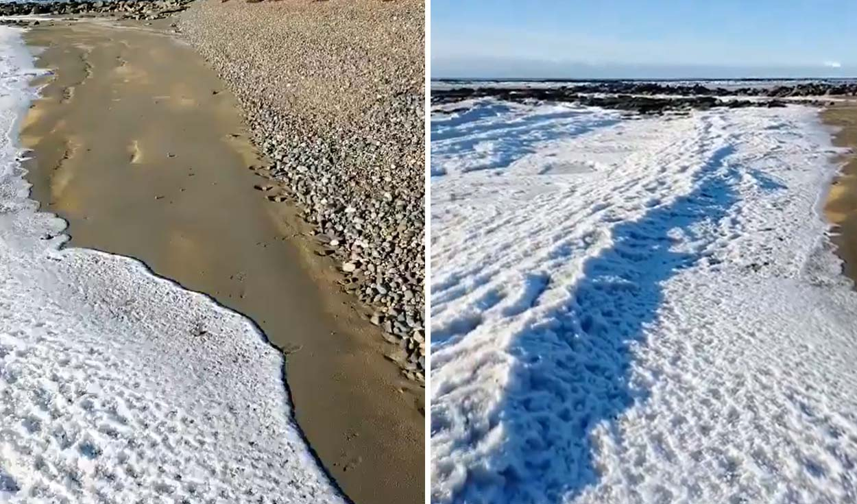 
                                 Impresionante fenómeno en Argentina: olas de mar se congelan por frio extremo en Tierra del Fuego 
                            