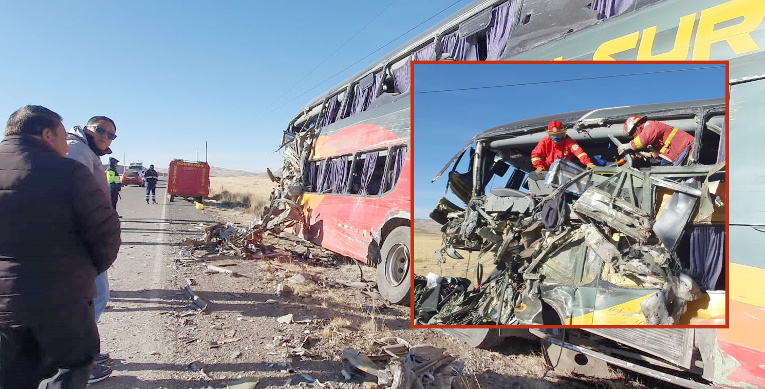 
                                 Tragedia en Puno: choque frontal de buses provocó la muerte de 3 pasajeros y deja 27 heridos 
                            