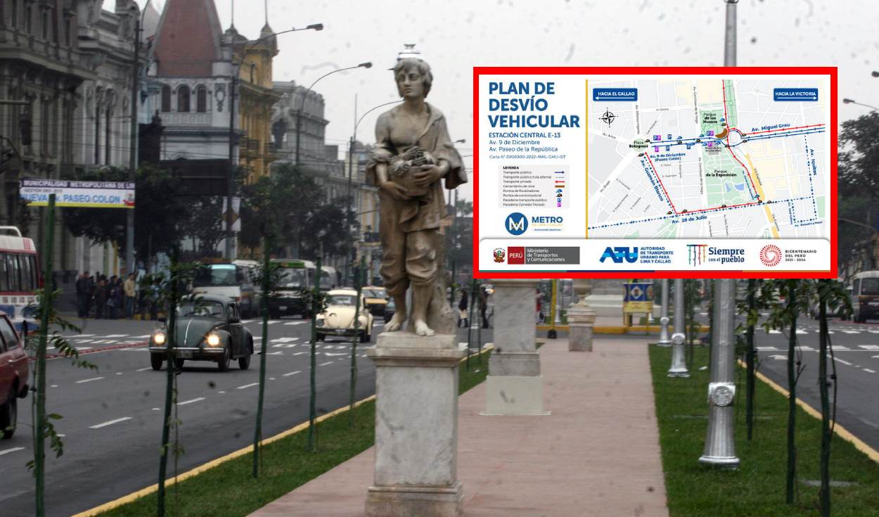 
                                 Construcción de la Estación Central de la Línea 2 del Metro de Lima: este es el plan de desvío en Paseo Colón 
                            