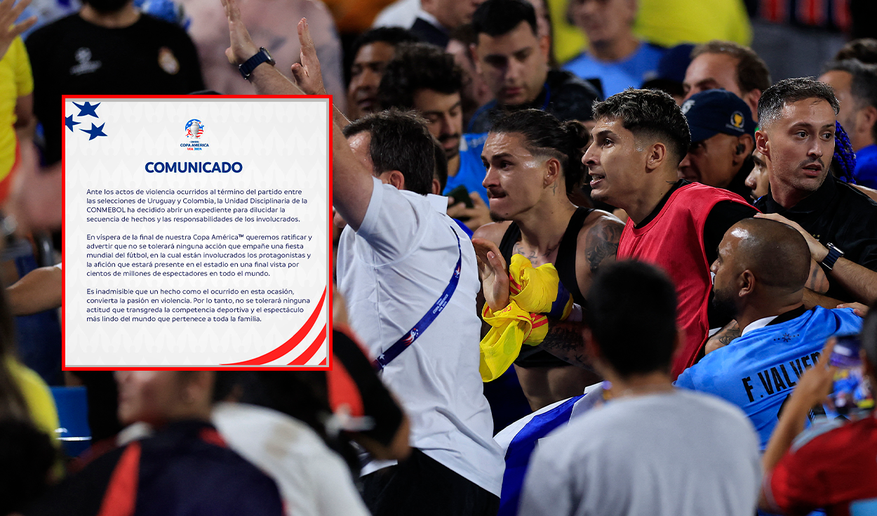 
                                 Conmebol anuncia fuerte medida en Copa América por pelea entre hinchas y jugadores tras el Uruguay vs. Colombia 
                            