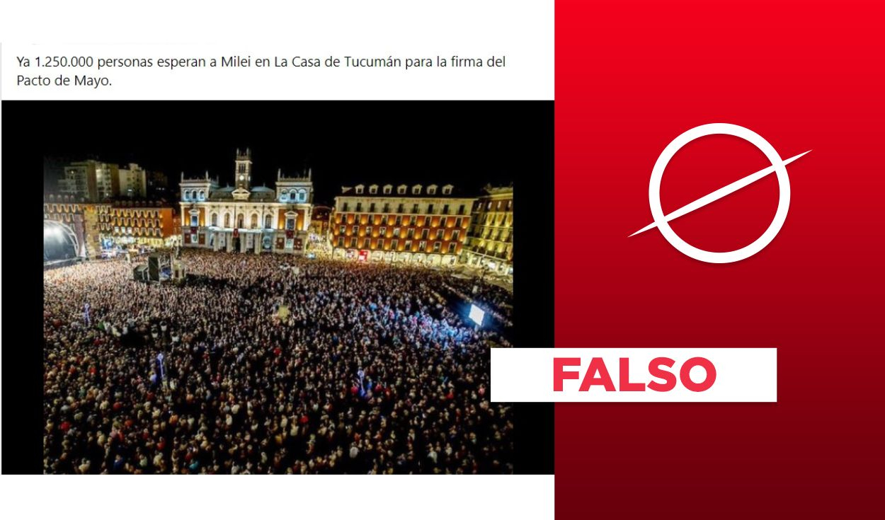 
                                 Foto no expone multitudinaria concentración a favor de Javier Milei en Tucumán 
                            