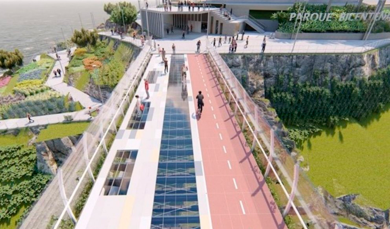 
                                 El moderno puente de cristal entre Miraflores y Barranco de 61 metros de altura: será similar al de China 
                            