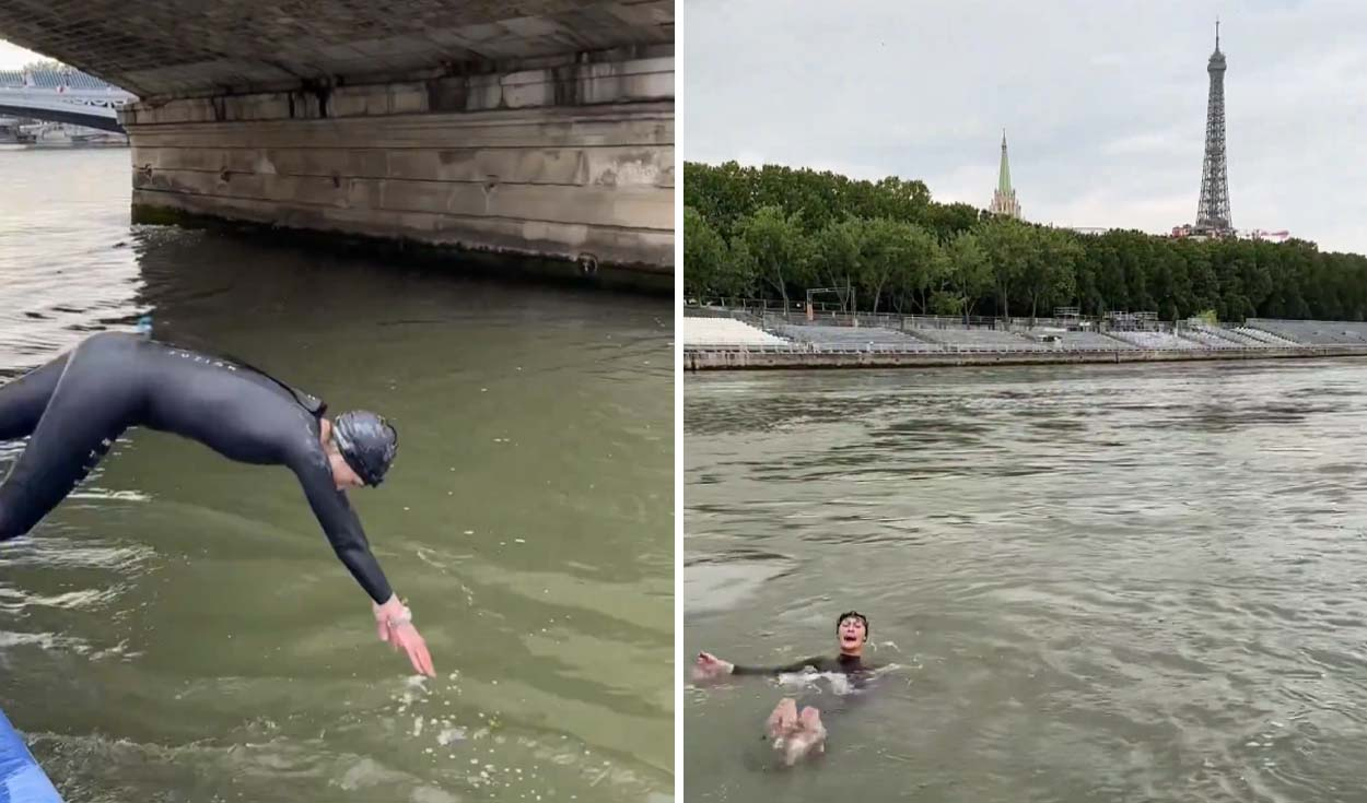 
                                 Ministra francesa nada en el río Sena para demostrar que agua es apta para los Juegos Olímpicos París 2024 
                            