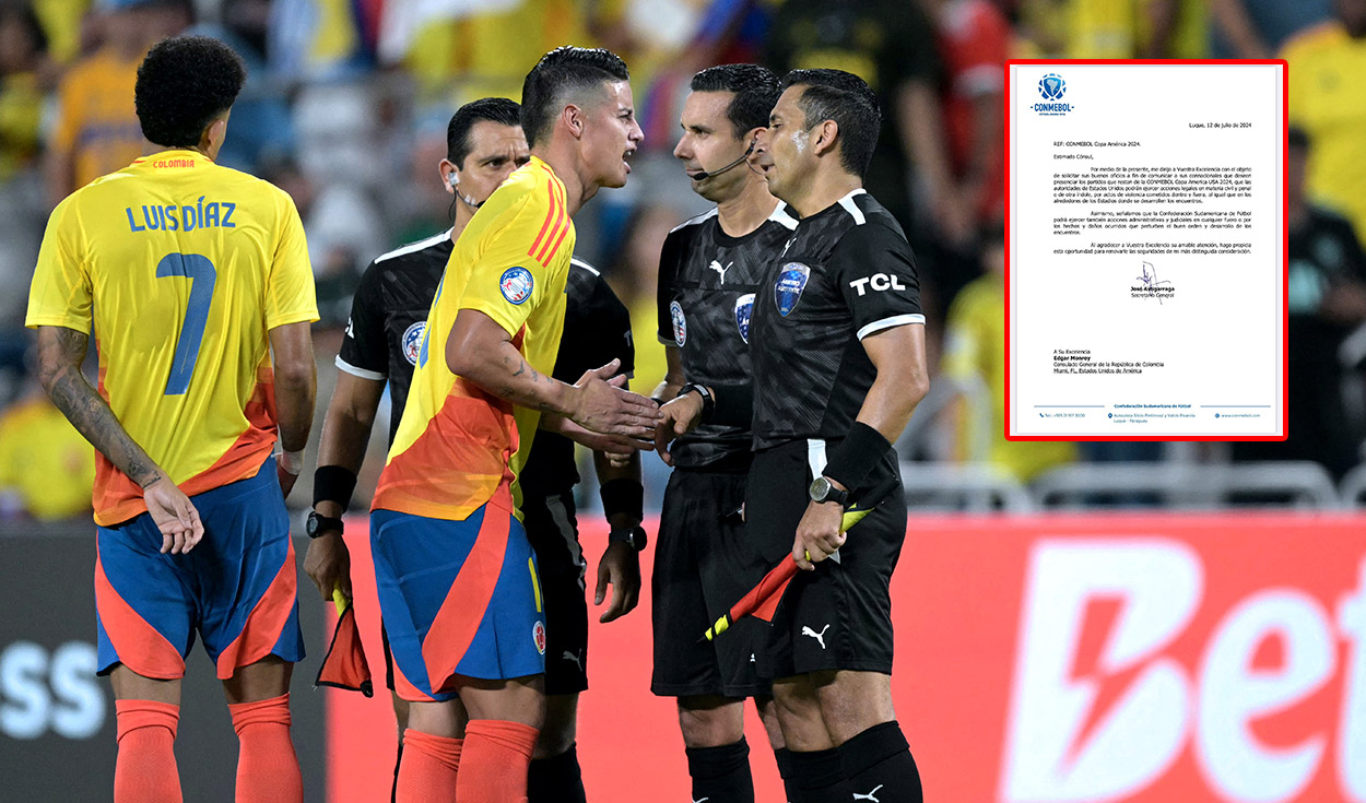 
                                 Conmebol envió firme advertencia al cónsul de Colombia previo a la final de la Copa América ante Argentina 
                            