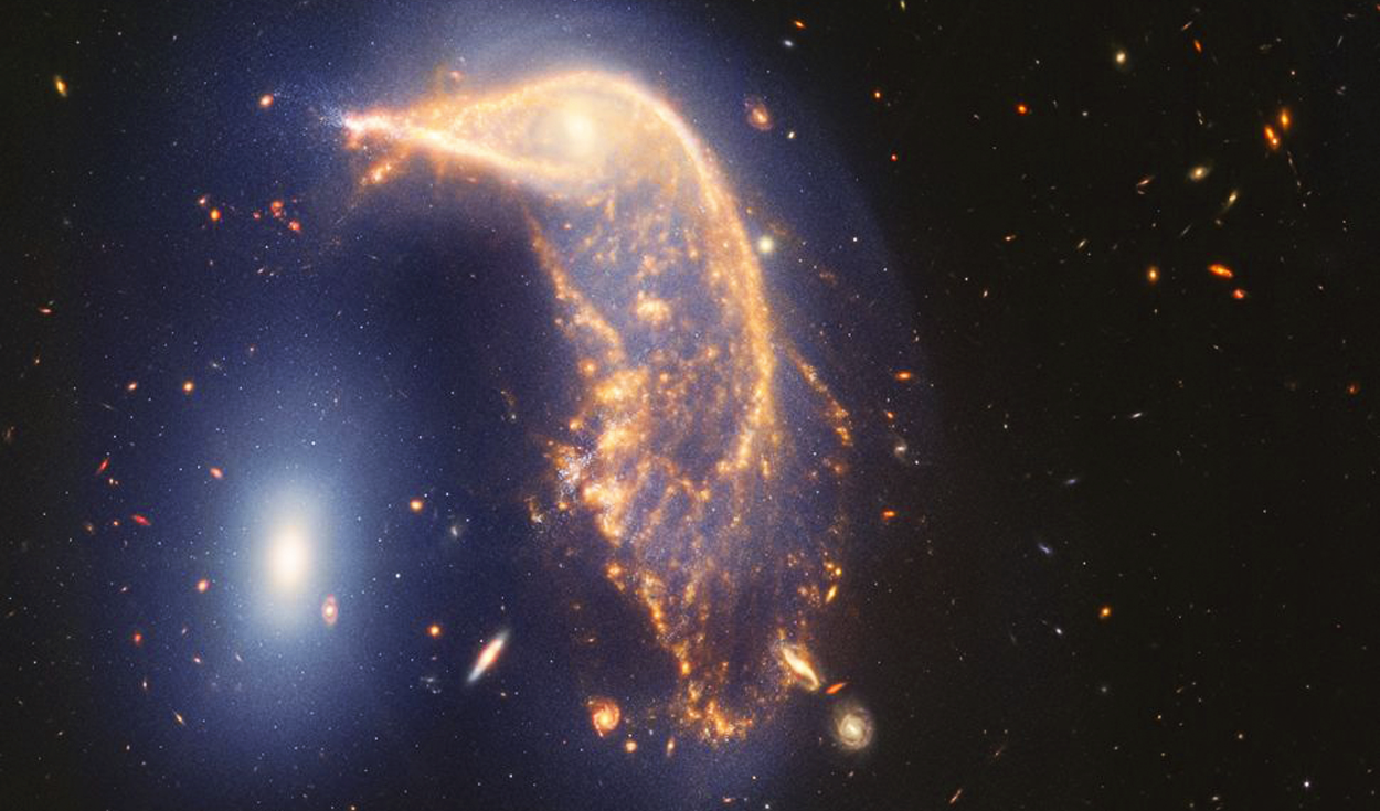 
                                 Telescopio James Webb de la NASA capta cómo la galaxia Pingüino persigue un huevo cósmico: se espera una fusión 
                            