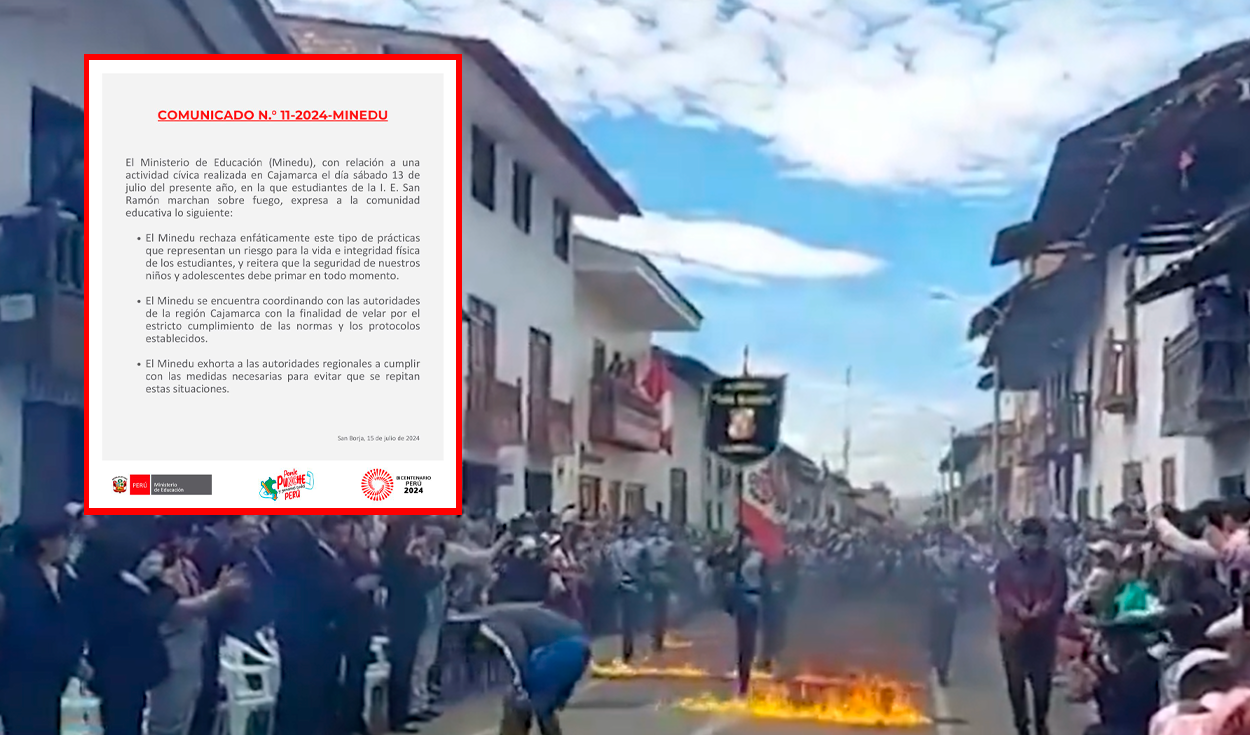 
                                 Minedu rechaza desfile escolar en el que alumnos marchan sobre fuego: 
