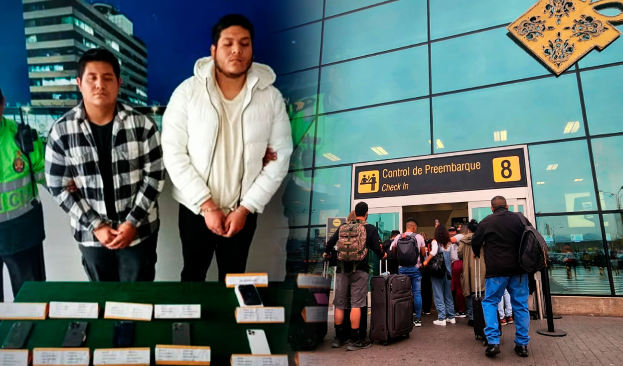 
                                 Hombres que contrabandeaban celulares robados de Perú fueron detenidos en el Aeropuerto Jorge Chávez 
                            