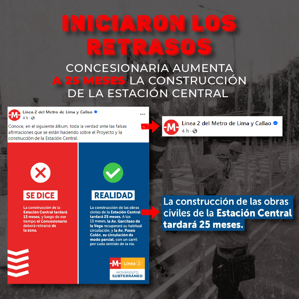 Línea 2 del Metro de Lima: construcción de estación Central durará más de 2 años y no 13 meses