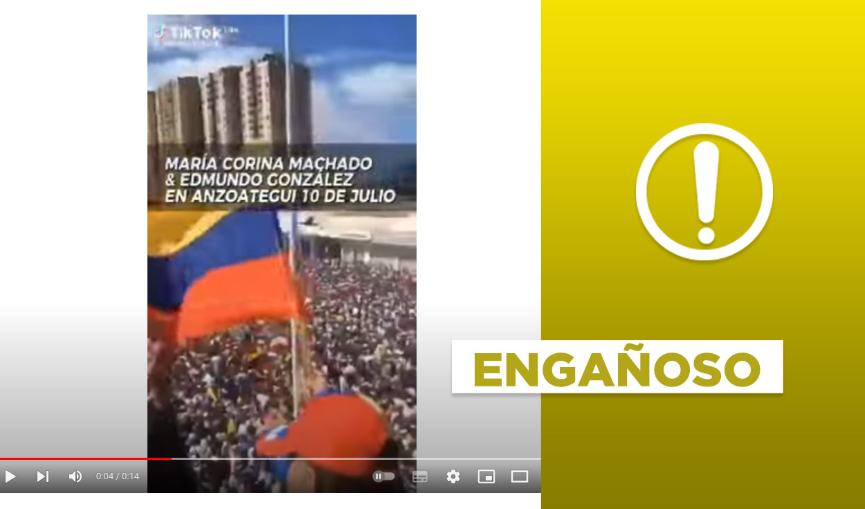 
                                 Video no expone reciente multitud a favor de Edmundo González y María Corina Machado en Venezuela 
                            
