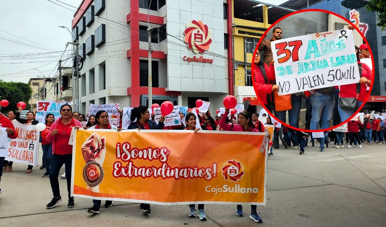 
                                 Trabajadores de ex Caja Sullana protestan en las calles de Piura: exigen indemnización y continuidad laboral 
                            