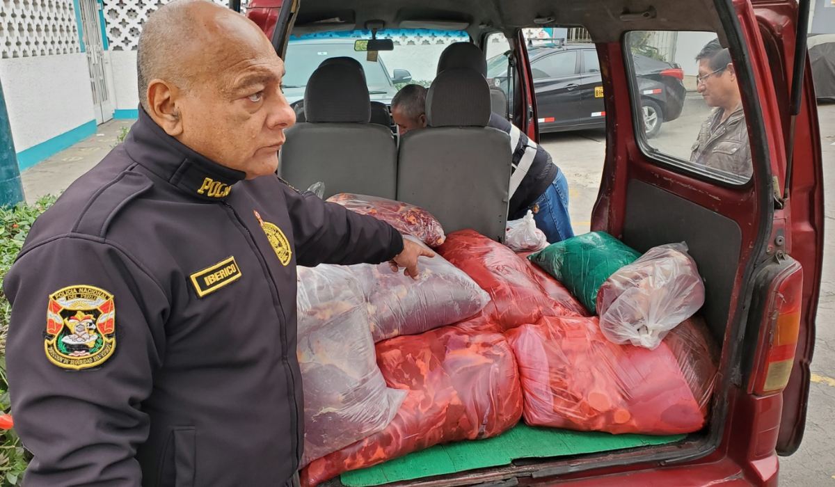 
                                 Capturan a comerciantes que pretendían vender 350 kilos de carne de caballo en Puente Piedra 
                            