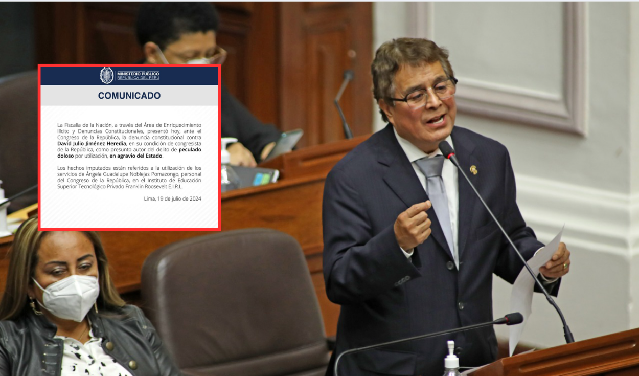 
                                 Fuerza Popular: presentan denuncia constitucional contra congresista David Jiménez por el delito de peculado 
                            