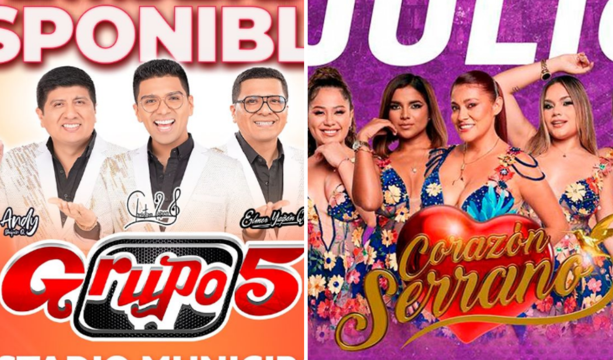 
                                 Conciertos en Perú 2024, del 19 al 21 de julio: Grupo 5, Corazón Serrano, Armonía 10 y más 
                            