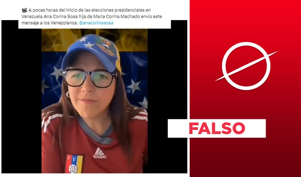 
                                 Video no muestra a “la hija de María Corina Machado” emitiendo mensaje sobre Venezuela 
                            
