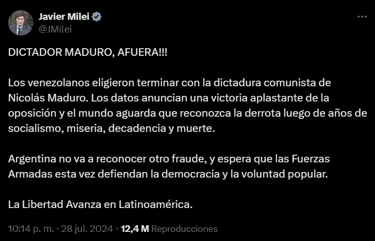 Javier Milei | nicolás maduro | elecciones 2024